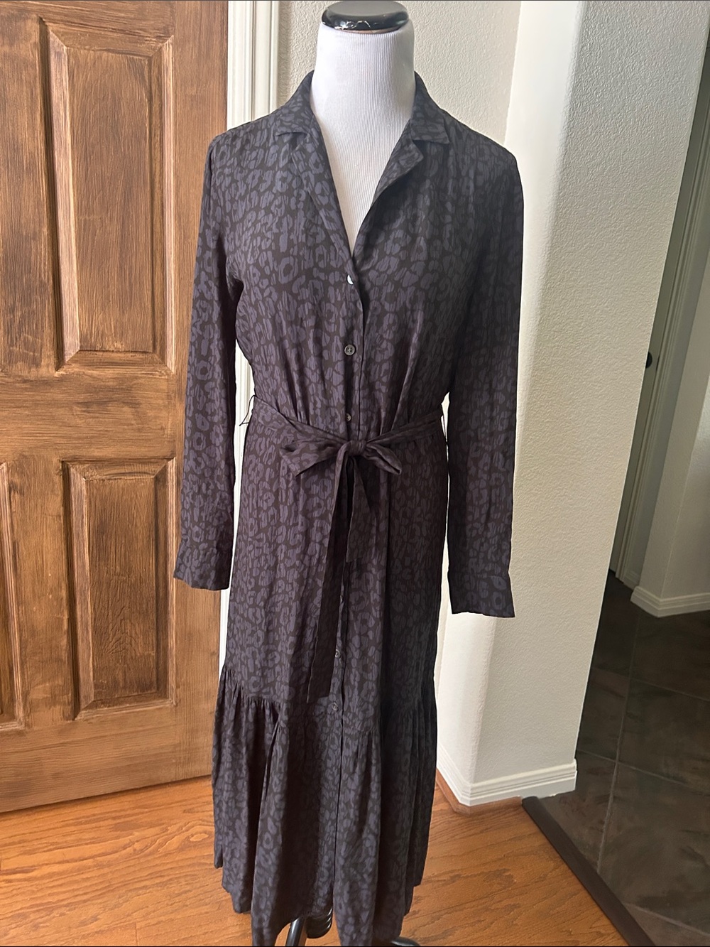 Rails Midi Dress Tiered Beatrice Charcoal Cheetah Grey Batik Size Small - Picture 12 of 15